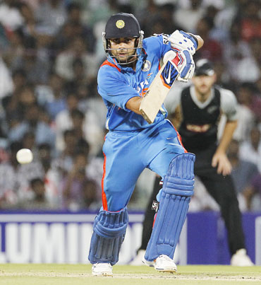 India's Virat Kohli hits a shot during their second Twenty20 cricket match against New Zealand in Chennai