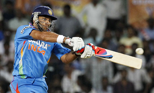 India's Yuvraj Singh runs as he leaves the field during their second Twenty20 cricket match against New Zealand in Chennai
