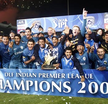 The Deccan Chargers team after winning the second edition of the IPL in SOuth Africa