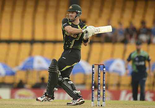 Australia's Shane Watson hits out during the ICC World Twenty20 group B match against Ireland at the R. Premadasa Stadium, Colombo