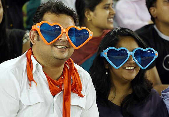Fans in the stands during the match between The Kings XI Punjab and the Pune Warriors in Mohali on Sunday