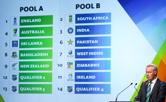 ICC President Alan Isaac announces the pool draws
