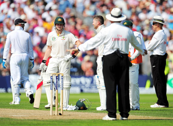 England's batsman appeal for the wicket of Usman Khawaja