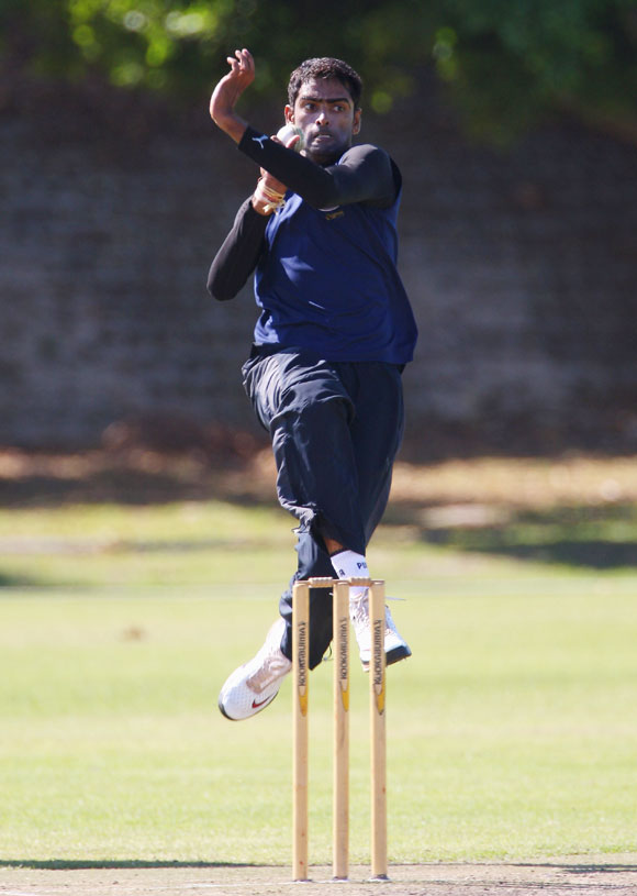 Former Rajasthan Royals bowler Amit Singh at a training session