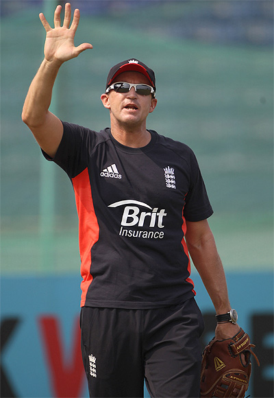 Andy Flower during an England nets session 
