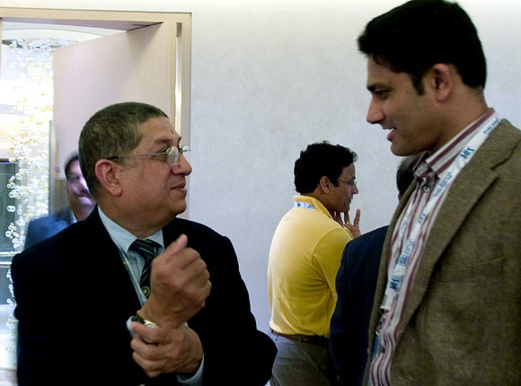Anil Kumble (right) with N Srinivasan
