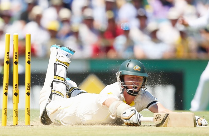 Chris Rogers of Australia is run out