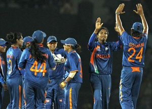 Indian women cricketers celebrate