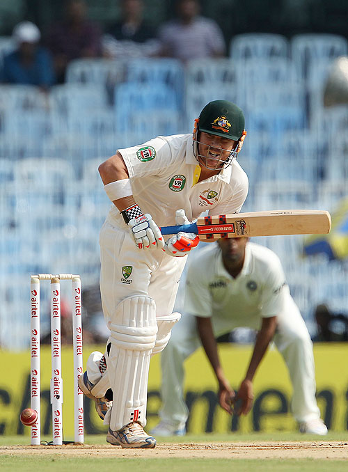 Australia's David Warner in action on Day 1 of the 1st Test against India in Chennai on Friday