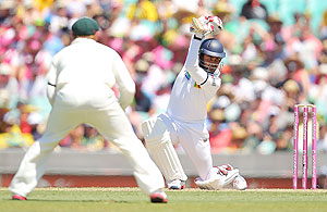 Lahiru Thirimanne of Sri Lanka in action on Day 1 of the third Test between Australia and Sri Lanka at the SCG on Thursday
