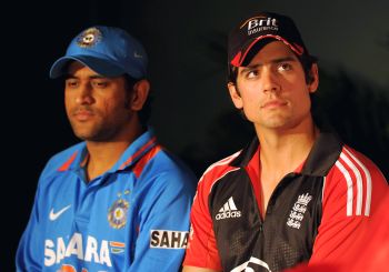 MS Dhoni and Alastair Cook