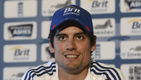 England's captain Alastair Cook talks during a news conference ahead of the opening Ashes Test at Trent Bridge