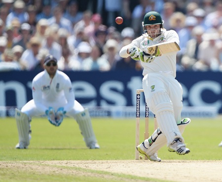 Phil Hughes of Australia hits out