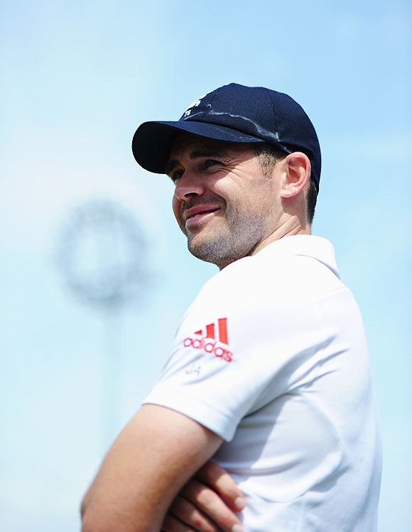 Man of the Match James Anderson of England smiles