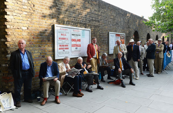 Spectators queue prior to day one of the Lord's Test