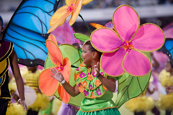 A participant at the opening ceremony of the Cricket Caribbean Premier League in Bridgetown, Barbados, on Tuesday