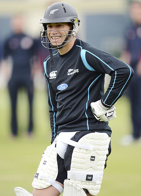New Zealand's Ross Taylor looks on during a training session