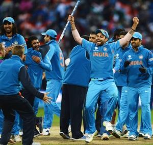 Team India celebrate winning ICC Champions Trophy