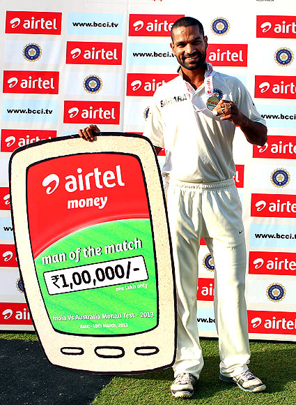 Shikar Dhawan with the man of the match honours