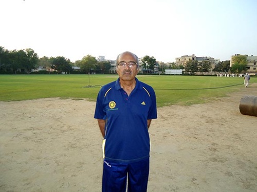 AN Sharma stands next to the pitch where Sehwag started playing as a kid