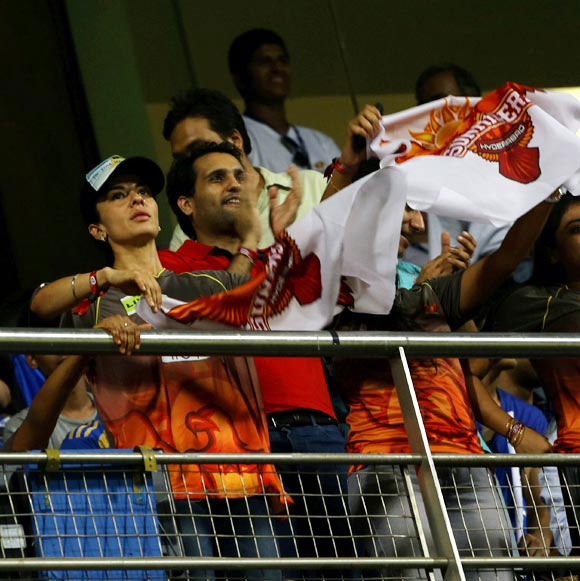 Shikhar Dhawan's wife Ayesha Mukhejee watches the match between Mumbai Indians and Sunrisers Hyderabad on Monday