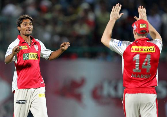 Sandeep Sharma celebrates wicket of Irfan Pathan