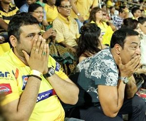 Vindoo Dara (right) at a Chennai Super Kings match