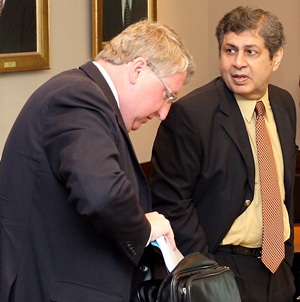 England and Wales Cricket Chief David Collier (left) and Pakistan's Wasim Bari