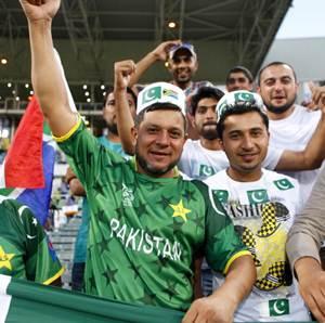 Pakistan fans at the Sahara Stadium in Kingsmead, South Africa