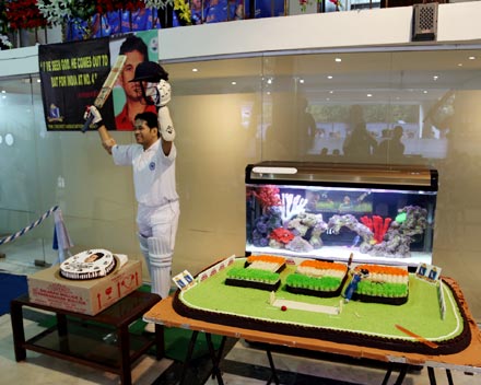 A wax statue of Sachin Tendulkar at the Eden Gardens in Kolkata