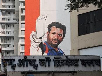 A poster of Sachin Tendulkar at the MIG Club in Mumbai