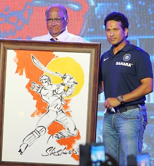 Sachin Tendulkar (right) with Sharad Pawar