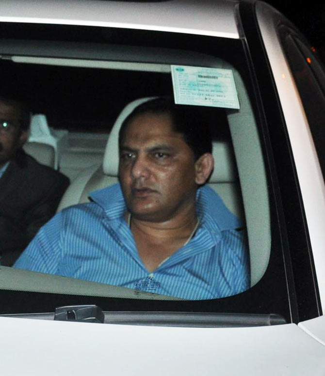 Former India captain Mohammad Azharuddin arrives for the party on Monday