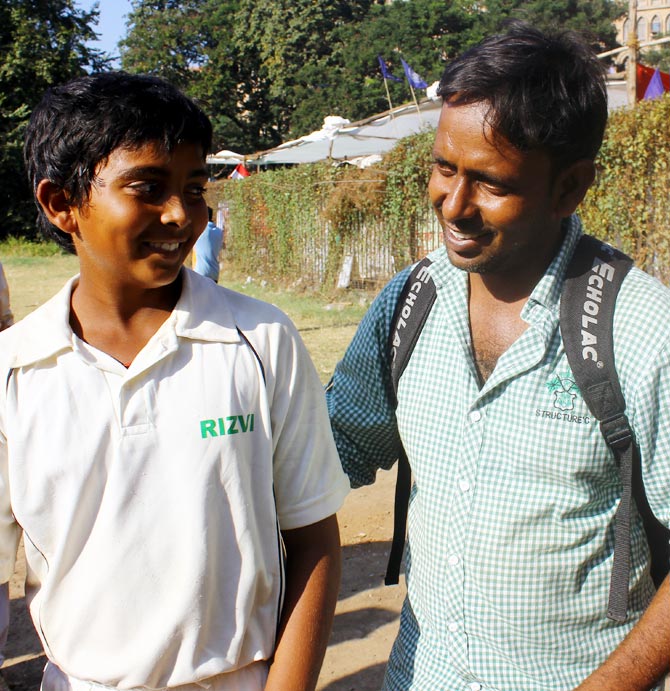 Prithvi Shaw (left) with his father Pankaj