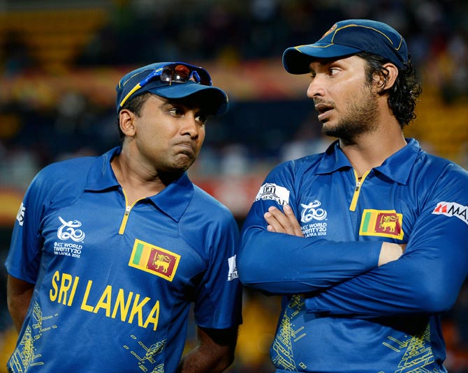 Mahela Jayawardene (left) with Kumar Sangakkara