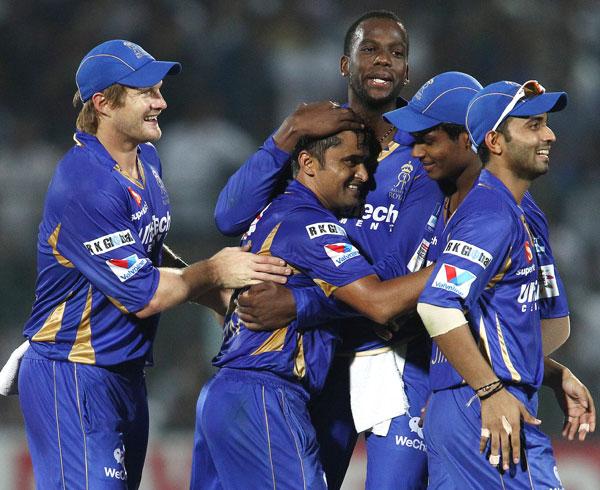 Pravin Tambe congratulated by teammates