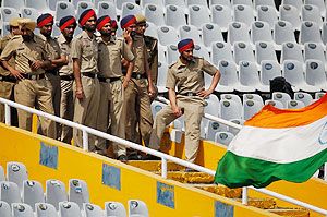Security guards manning a cricket stadium