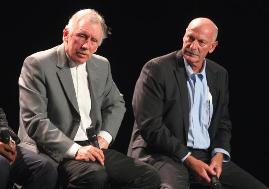Australia cricket legends Ian Chappell (left) and Dennis Lillee