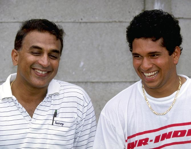 Sachin Tendulkar (right) with Sunil Gavaskar