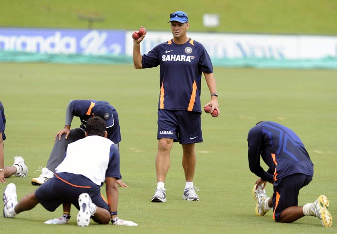Gary Kirsten during a training session of the Indian team