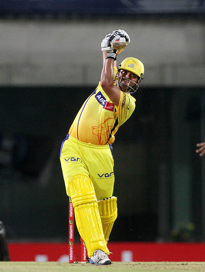 Suresh Raina bats against Hyderabad on Thursday