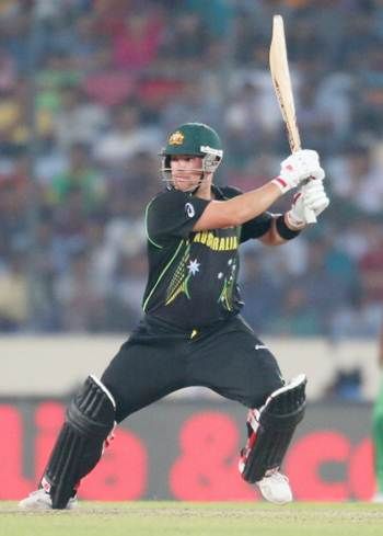 Australia's Aaron Finch bats during the ICC World Twenty20 match against Bangladesh