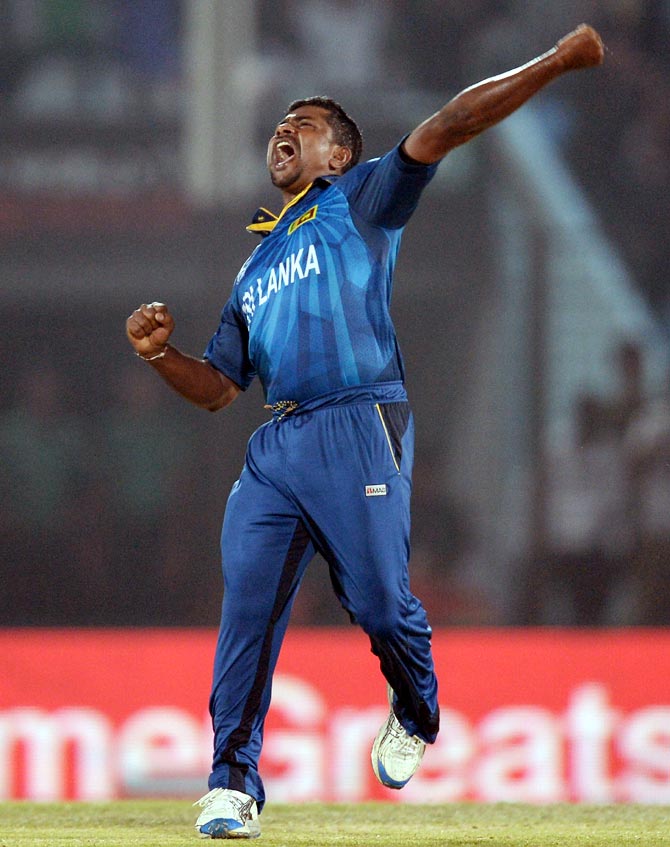 Rangana Herath celebrates a wicket