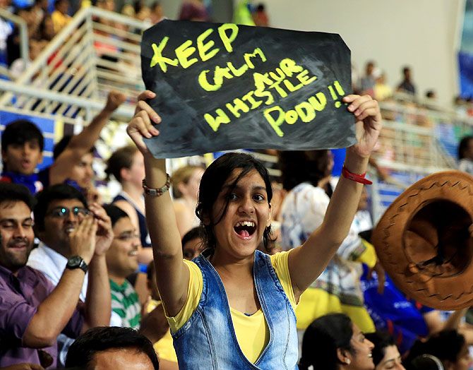 A Chennai Super Kings fan in the stands