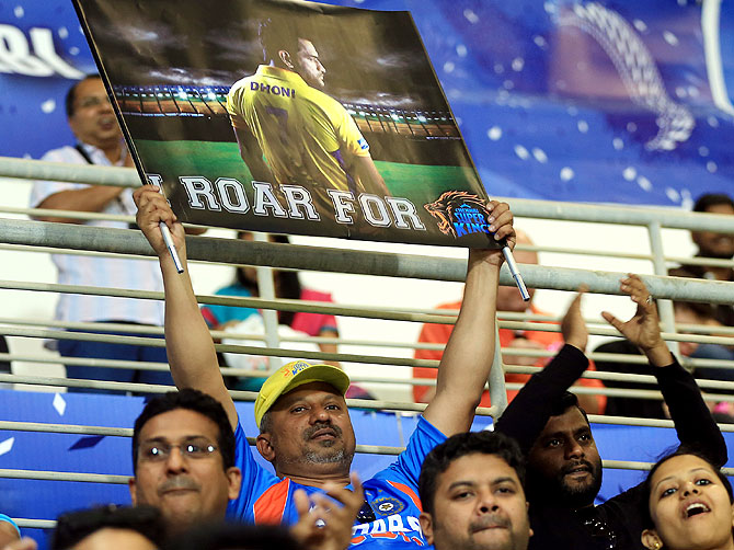 A Mahendra Singh Dhoni fan in the stands on Monday