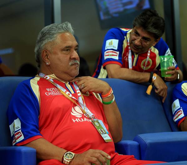 Royal Challengers Bangalore owner Vijay Mallya during the closing stages of the match