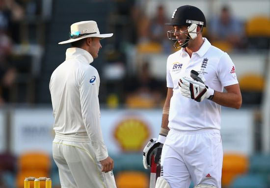 Michael Clarke and James Anderson in a sledging duel during the return Ashes Test series in November last year. Clarke was fined 20 percent of his match fee after he was caught on the stump microphone telling Anderson to get ready for a 'broken' arm.
