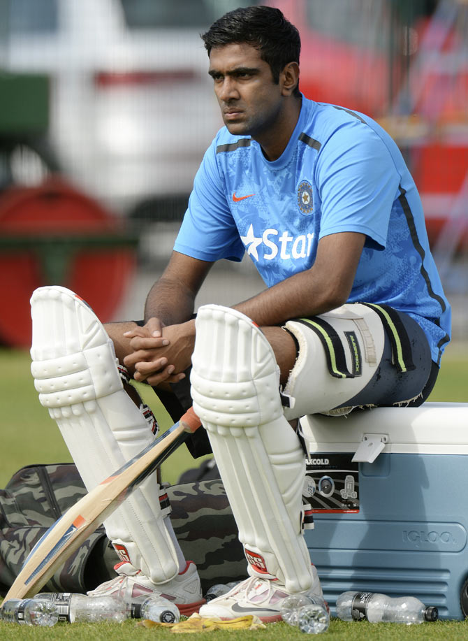 India's Ravichandran Ashwin looks on during a training session on Tuesday