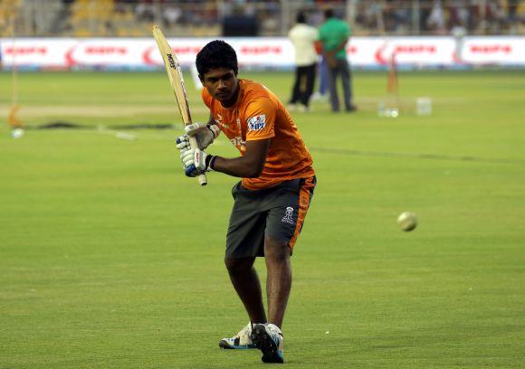 Sanju Samson in the nets.