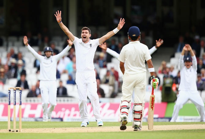 James Anderson of England appeals for a wicket